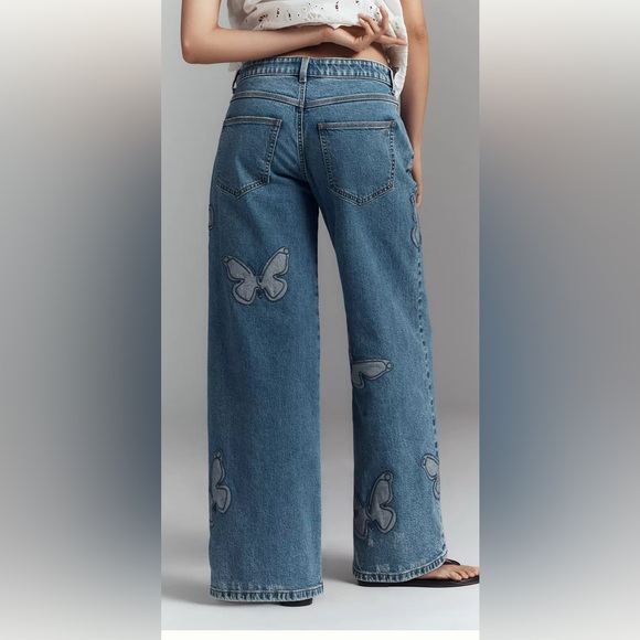Pilcro butterfly low slung wide leg jeans online. - Picture 4 of 8